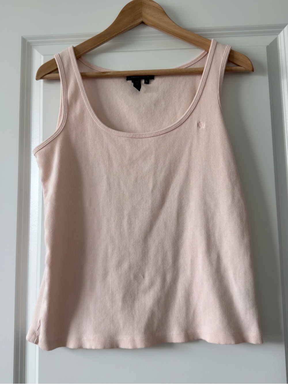 Ralph Lauren Pale Pink Ribbed Scoop Neck Tank Top